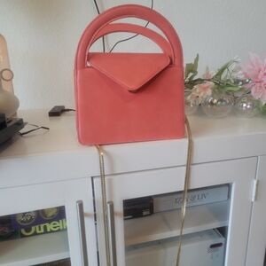 Street Level Coral Crossbody Bag with Gold Chain